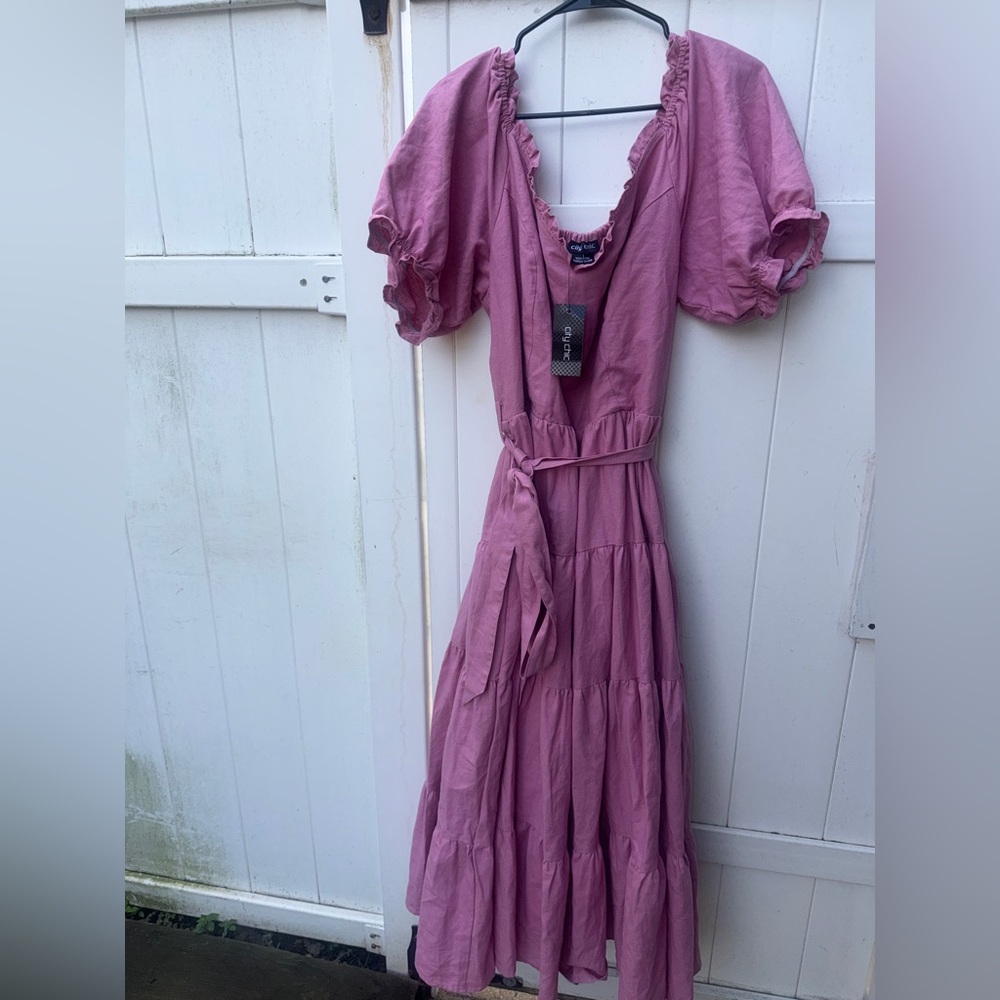 Boho Puff-Sleeve Maxi Dress in Mauve